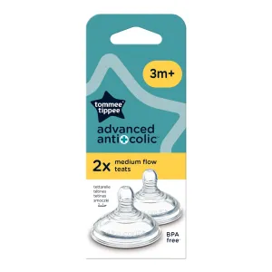 Tommee Tippee Closer To Nature Advanced Anti-colic Teat cumlík na fľašu Medium Flow 3m+ 2 ks