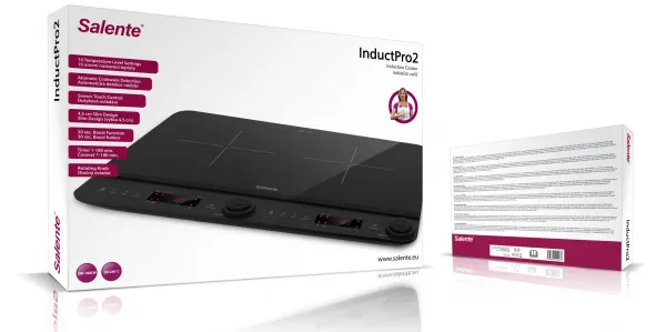 Evolveo Salente InductPro2, indukční vařič, dvouoplotýnkový, černý