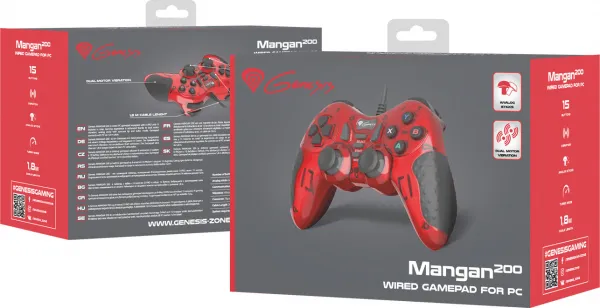 Drátový gamepad Genesis Mangan 200, pro PC, vibrace