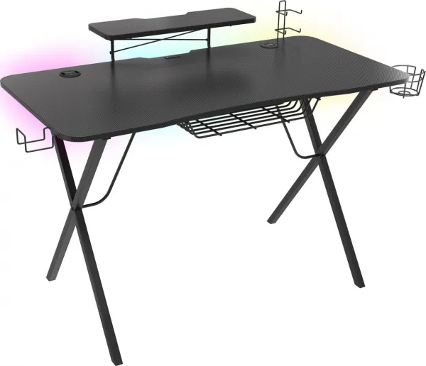 Genesis Holm 300 RGB - herní stůl s RGB podsvícením, 3xUSB 3.0, bezdrátová nabíječka mobilů