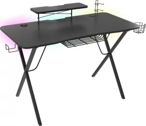Genesis Holm 300 RGB - herní stůl s RGB podsvícením, 3xUSB 3.0, bezdrátová nabíječka mobilů