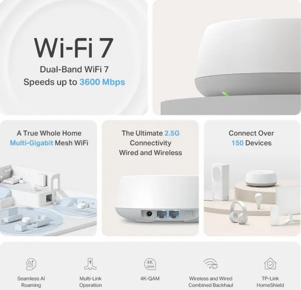 tp-link Deco BE25(2-pack), Mesh systém BE3600 s Wi-Fi 7 pro celoplošné pokrytí domácnosti