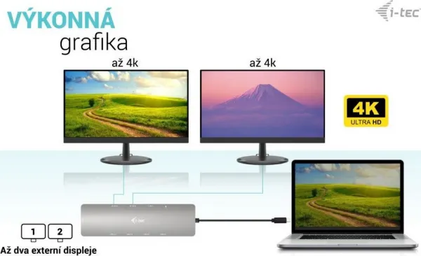 i-tec USB-C Metal Nano 2x HDMI Docking Station, PD 100W + Charger 100W (bundle)
