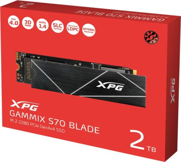 A-Data ADATA SSD 2TB XPG GAMMIX S70 Blade, PCIe Gen4x4 M.2 2280, (R:7400/ W:6800MB/s)