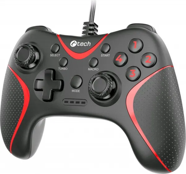C-TECH gamepad Theon pro PC/PS3, 2 programovatelná makro tlačítka, 2x analog, X-input, vibrační, 1,8m kab