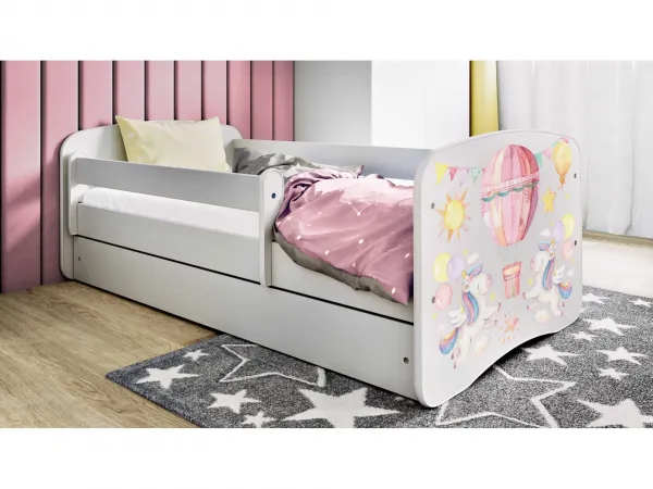 Kocot kids Detská postieľka Babydreams balón biela, variant 80x180, se šuplíky, s matrací
