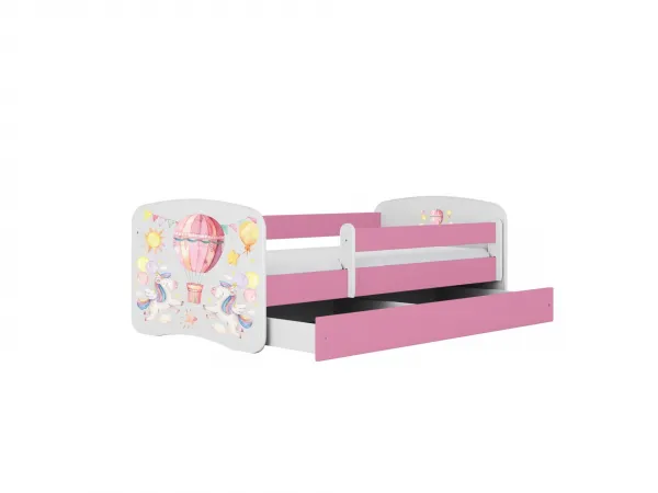 Kocot kids Detská postieľka Babydreams balón ružová, variant 70x140, se šuplíky, s matrací