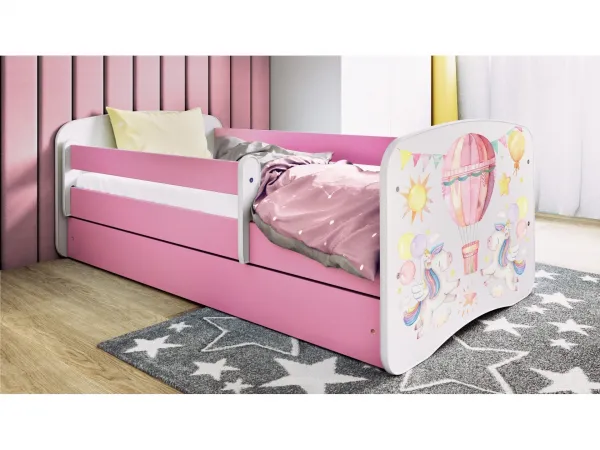 Kocot kids Detská postieľka Babydreams balón ružová, variant 70x140, se šuplíky, s matrací