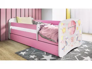 Kocot kids Detská postieľka Babydreams balón ružová, variant 70x140, se šuplíky, s matrací