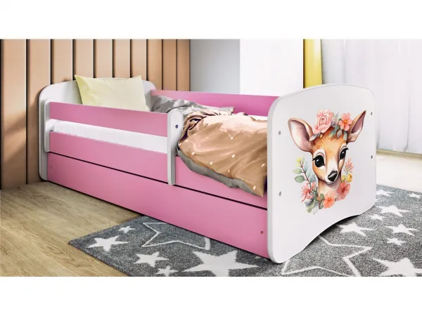 Kocot kids Detská postieľka Babydreams Kolúšok ružová, variant 80x180, se šuplíky, s matrací