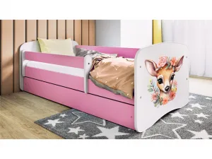 Kocot kids Detská postieľka Babydreams Kolúšok ružová, variant 80x180, se šuplíky, s matrací