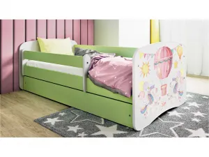 Kocot kids Detská postieľka Babydreams balón zelená, variant 80x160, se šuplíky, s matrací