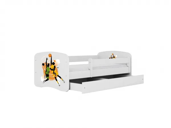 Kocot kids Dětská postel Babydreams basketball bílá, varianta 80x160, se šuplíky, s matrací