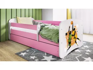 Kocot kids Detská postieľka Babydreams basketbalová ružová, variant 80x180, se šuplíky, s matrací