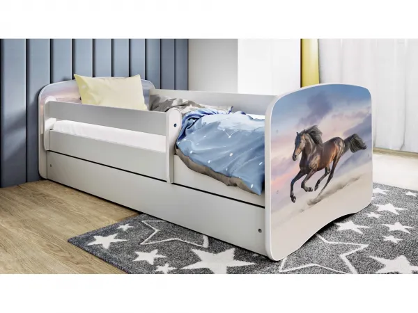 Kocot kids Detská postieľka Babydreams bežiaci koník biela, variant 80x180, se šuplíky, bez matrace