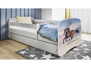 Kocot kids Detská postieľka Babydreams bežiaci koník biela, variant 80x180, se šuplíky, bez matrace