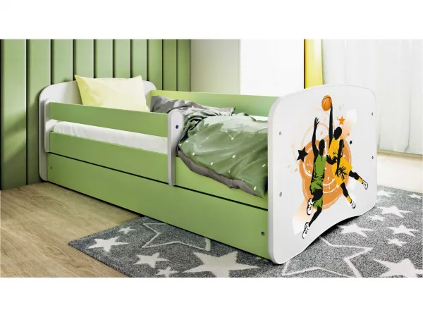 Kocot kids Detská posteľ Babydreams basketbal zelená, variant 80x180, se šuplíky, bez matrace