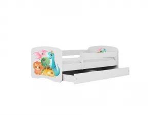 Kocot kids Detská posteľ Babydreams dinosaury biela, variant 70x140, se šuplíky, s matrací