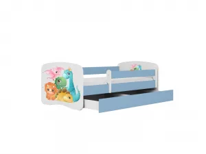 Kocot kids Detská posteľ Babydreams dinosaury modrá, variant 80x160, se šuplíky, s matrací