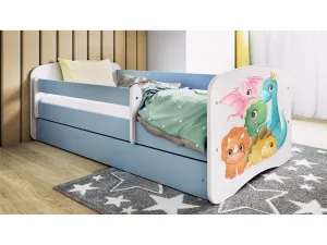 Kocot kids Detská posteľ Babydreams dinosaury modrá, variant 80x160, se šuplíky, s matrací
