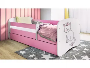 Kocot kids Detská posteľ Babydreams mačka ružová, variant 80x180, se šuplíky, s matrací