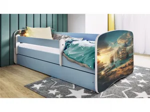 Kocot kids Detská posteľ Babydreams loď modrá, variant 80x180, se šuplíky, s matrací