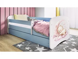 Kocot kids Detská postieľka Babydreams macko modrá, variant 80x180, se šuplíky, s matrací