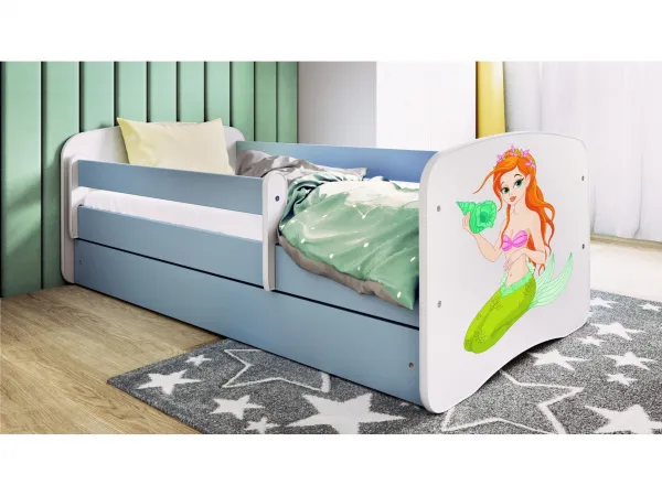 Kocot kids Detská posteľ Babydreams morská panna modrá, variant 80x180, se šuplíky, s matrací