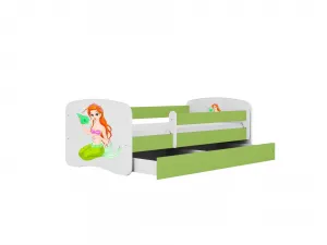 Kocot kids Detská posteľ Babydreams morská panna zelená, variant 80x180, bez šuplíků, s matrací