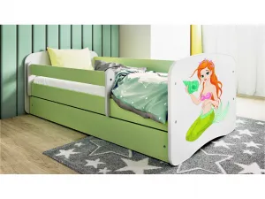 Kocot kids Detská posteľ Babydreams morská panna zelená, variant 80x180, bez šuplíků, s matrací