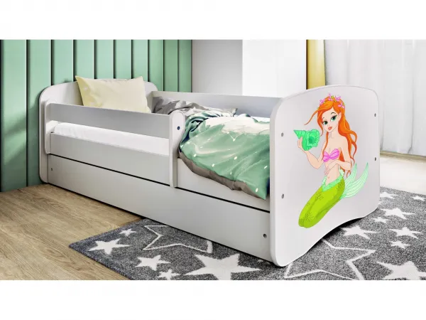 Kocot kids Detská postieľka Babydreams morská panna biela, variant 80x180, se šuplíky, s matrací