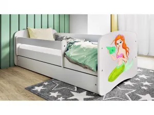 Kocot kids Detská postieľka Babydreams morská panna biela, variant 80x180, se šuplíky, s matrací