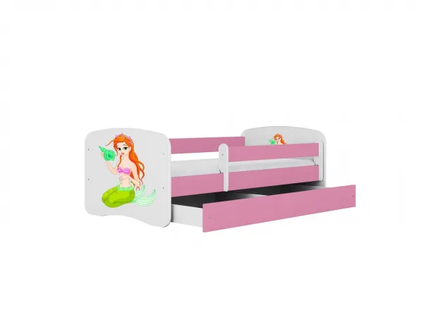 Kocot kids Detská posteľ Babydreams morská panna ružová, variant 80x160, se šuplíky, s matrací