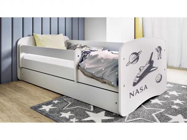 Kocot kids Detská posteľ Babydreams Nasa biela, variant 80x180, se šuplíky, s matrací