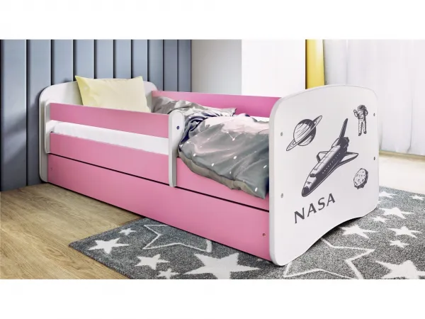 Kocot kids Detská posteľ Babydreams Nasa ružová, variant 70x140, se šuplíky, s matrací