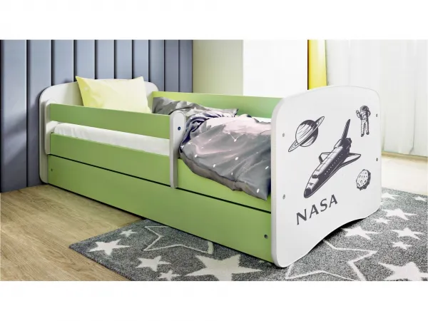 Kocot kids Dětská postel Babydreams Nasa zelená, varianta 80x160, se šuplíky, s matrací