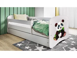 Kocot kids Detská postieľka Babydreams panda biela II, variant 70x140, se šuplíky, s matrací