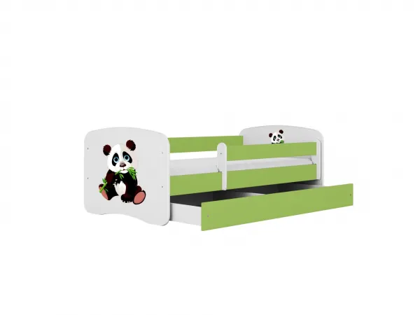 Kocot kids Detská posteľ Babydreams panda zelená II, variant 80x180, se šuplíky, s matrací