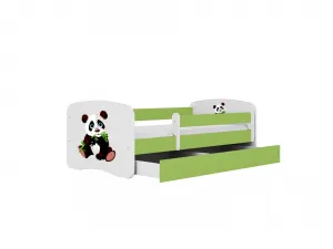 Kocot kids Detská posteľ Babydreams panda zelená II, variant 80x180, se šuplíky, s matrací