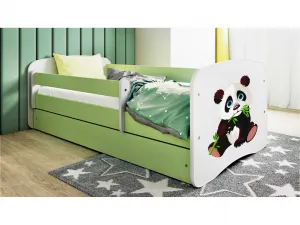 Kocot kids Detská posteľ Babydreams panda zelená II, variant 80x180, se šuplíky, s matrací