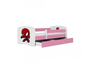 Kocot kids Detská posteľ Babydreams superhrdina ružová, variant 80x180, se šuplíky, s matrací