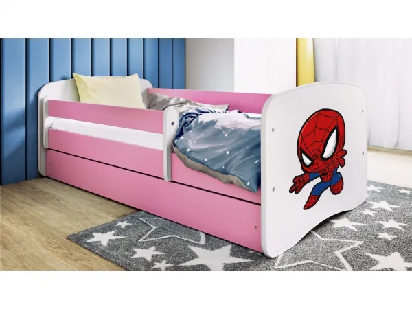 Kocot kids Detská posteľ Babydreams superhrdina ružová, variant 80x180, se šuplíky, s matrací