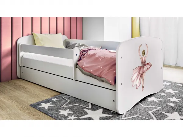 Kocot kids Detská postieľka Babydreams tanečnica biela, variant 70x140, se šuplíky, s matrací