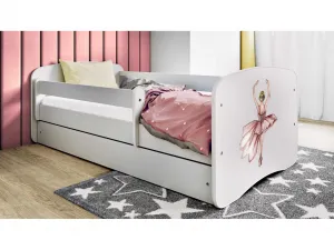 Kocot kids Detská postieľka Babydreams tanečnica biela, variant 70x140, se šuplíky, s matrací