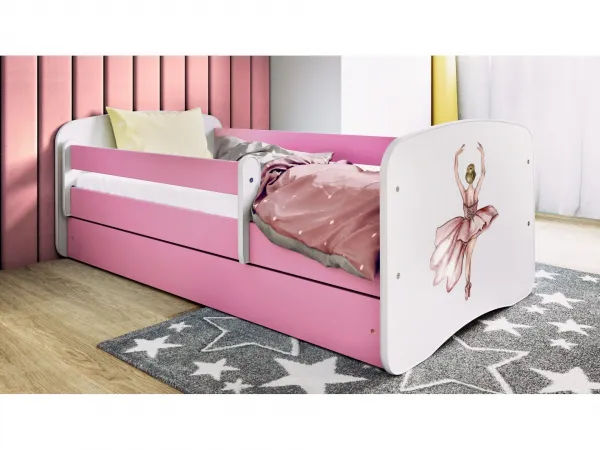 Kocot kids Detská posteľ Babydreams tanečnica ružová, variant 80x180, se šuplíky, s matrací