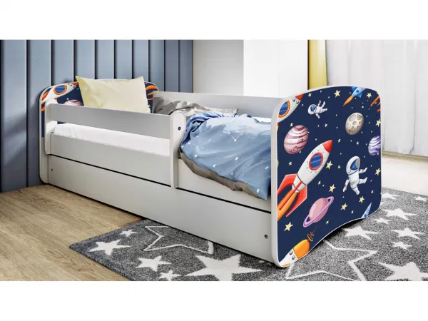 Kocot kids Detská posteľ Babydreams vesmír biela, variant 80x180, se šuplíky, s matrací
