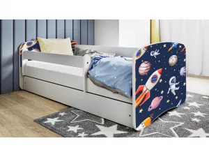 Kocot kids Detská posteľ Babydreams vesmír biela, variant 80x180, se šuplíky, s matrací