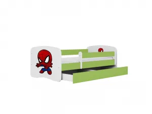Kocot kids Detská posteľ Babydreams Spiderman zelená, variant 70x140, se šuplíky, s matrací