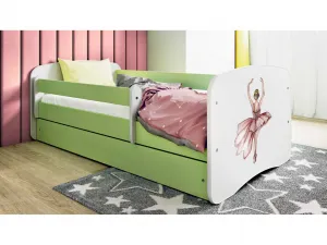 Kocot kids Detská posteľ Babydreams tanečnica zelená, variant 80x180, se šuplíky, s matrací
