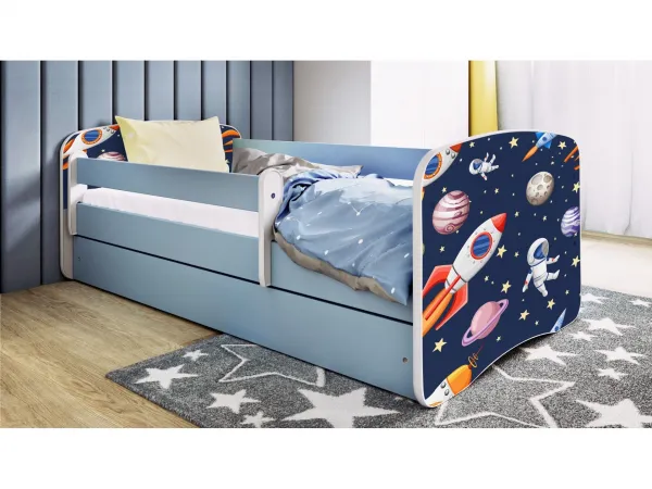Kocot kids Detská posteľ Babydreams vesmír modrá, variant 80x160, se šuplíky, s matrací